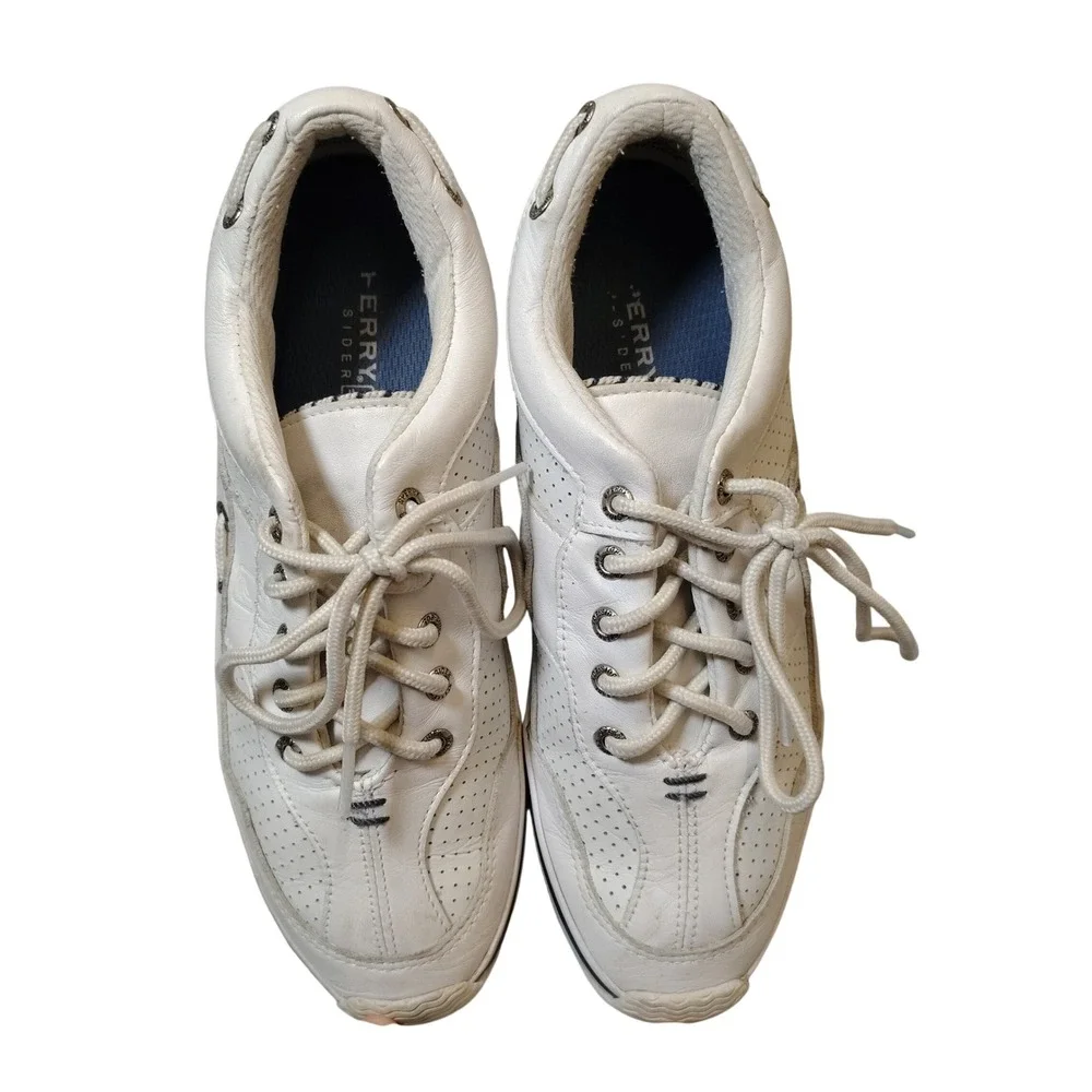 Sperry Top-Sider Womens White Leather Nautical Boat Shoe Sneakers Size 7M